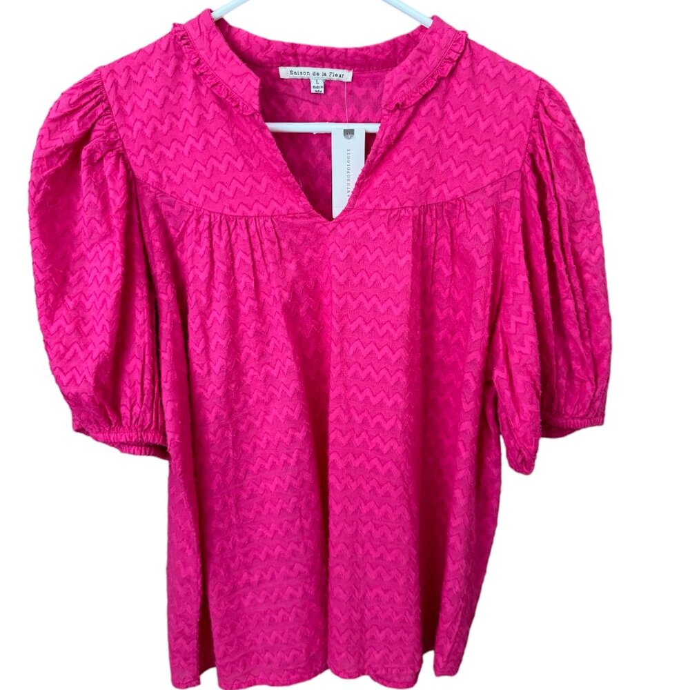 NWT Anthropologie Saison de la Fleur Pink Cotton Top